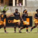 Orange Kenya players celebrate one of seven goals they put past Heartlands of Nigeria in semifinal match.