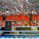 Glorious Dutch celebrate winning gold. Pic credit: Getty Images/FIH