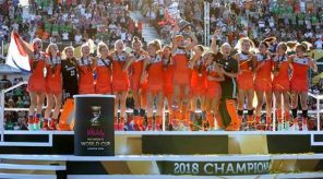 Glorious Dutch celebrate winning gold. Pic credit: Getty Images/FIH