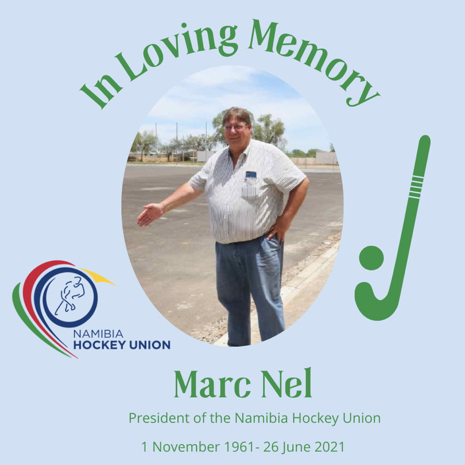 In loving memory of Marc Nel President of Namibia Hockey Union. Sincere condolences from the AfHF and the global Hockey Family to Marc’s family and friends. May his blessed soul Rest In Peace 🙏🏼
