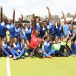 Lakers celebrate after beating Strathmore University during Africa Cup For Club Champions at City Park Hockey Stadium last February.