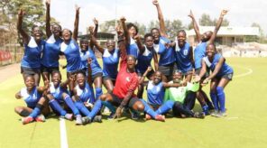 Lakers celebrate after beating Strathmore University during Africa Cup For Club Champions at City Park Hockey Stadium last February.