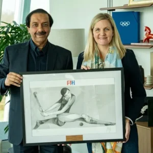 FIH President Tayyab Ikram meets IOC President Kirsty Coventry 